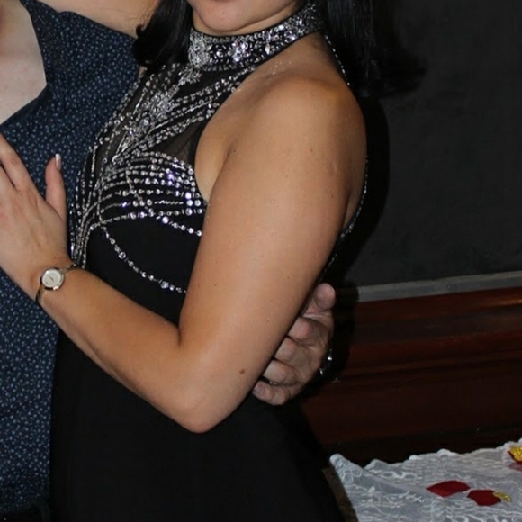 Joanna Chen Embellished Illusion Halter Gown - Picture 5 of 16